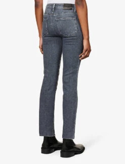 Paige Cindy Straight-leg High-rise Stretch-cotton-blend Denim Jeans -Whistlkes Style R04062732 ASHBLACK ALT03