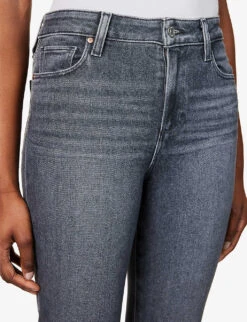 Paige Cindy Straight-leg High-rise Stretch-cotton-blend Denim Jeans -Whistlkes Style R04062732 ASHBLACK ALT04