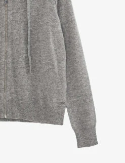 Ikks Hooded Long-sleeved Cashmere Hoody -Whistlkes Style R04063137 MOUSEGREY ALT04