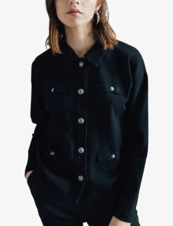 Ikks Long Sleeve Denim Cardigan -Whistlkes Style R04063177 BLACK ALT02