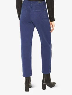 Ikks Cropped Straight-leg High-rise Stretch-denim Jeans -Whistlkes Style R04063206 DARKBLUE ALT03