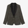 Ikks Leopard-print Contrasting-lapel Crepe Blazer -Whistlkes Style R04063249 BLACK M