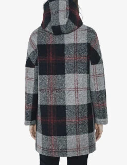 Ikks Checked Hooded Woven Coat -Whistlkes Style R04063268 CHARCOALGREY ALT03