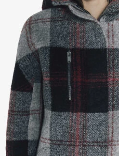 Ikks Checked Hooded Woven Coat -Whistlkes Style R04063268 CHARCOALGREY ALT04