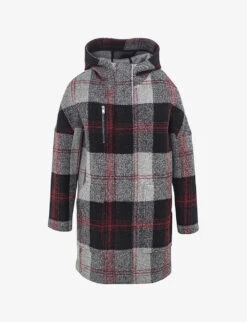 Ikks Checked Hooded Woven Coat