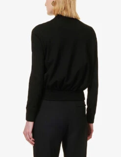 Bottega Veneta Turtleneck Brand-embroidered Wool-blend Jumper -Whistlkes Style R04064609 BLACK ALT03