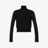 Bottega Veneta Turtleneck Brand-embroidered Wool-blend Jumper -Whistlkes Style R04064609 BLACK M