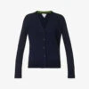 Bottega Veneta V-neck Brand-embroidered Wool Cardigan -Whistlkes Style R04064610 MIDNIGHTBLUE M