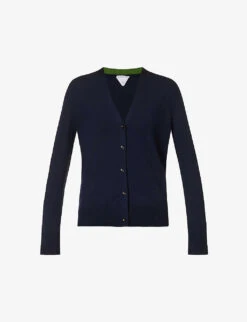 Bottega Veneta V-neck Brand-embroidered Wool Cardigan