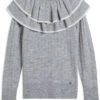 Ted Baker Glanya Frill-detail Knitted Jumper -Whistlkes Style R04065046 GREYMARL M