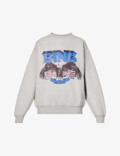 ANINE BING Vintage Logo-graphic Cotton-jersey Sweatshirt