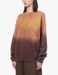 ANINE BING Harvey Logo-embellished Organic-cotton Sweatshirt -Whistlkes Style R04066412 BURGUNDY ALT02