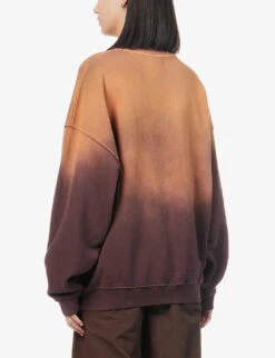 ANINE BING Harvey Logo-embellished Organic-cotton Sweatshirt -Whistlkes Style R04066412 BURGUNDY ALT03