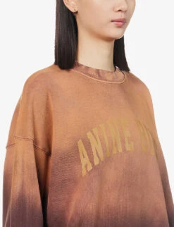 ANINE BING Harvey Logo-embellished Organic-cotton Sweatshirt -Whistlkes Style R04066412 BURGUNDY ALT04