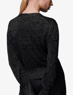 Whistles Sparkle Wool-blend Tie Cardigan -Whistlkes Style R04067955 BLACK ALT03