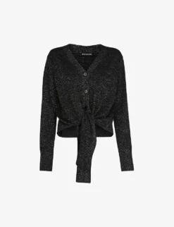 Whistles Sparkle Wool-blend Tie Cardigan