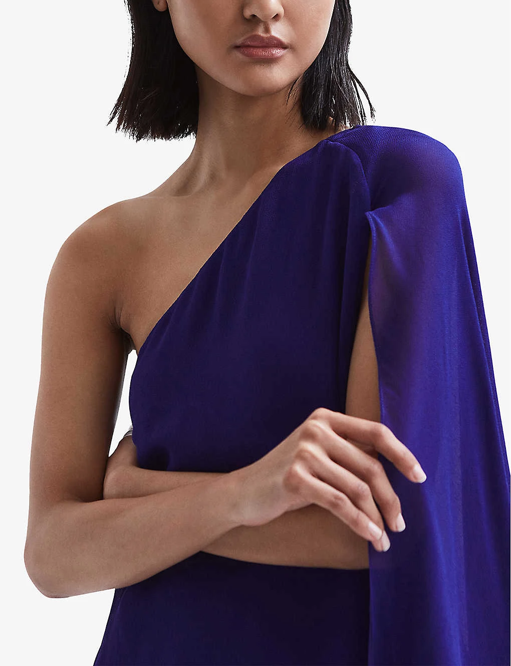 Reiss Fleur Woven One-shoulder Cape Dress 7 Reiss Fleur Woven One-shoulder Cape Dress - Image 5