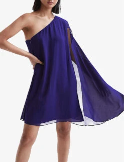 Reiss Fleur Woven One-shoulder Cape Dress 13 Reiss Fleur Woven One-shoulder Cape Dress -Whistlkes Style R04068100 PURPLE ALT05