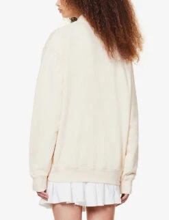 Wellness Slogan-print Cotton-jersey Sweatshirt -Whistlkes Style R04068982 CREAMBLUE ALT03