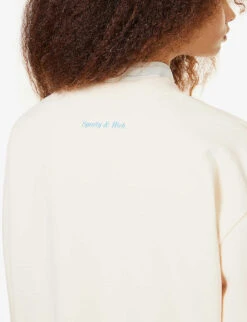 Wellness Slogan-print Cotton-jersey Sweatshirt -Whistlkes Style R04068982 CREAMBLUE ALT04