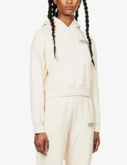 Upper East Side Logo-print Cotton-jersey Hoody -Whistlkes Style R04068988 CREAMCHOCOLATE ALT02