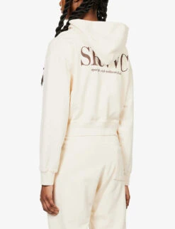 Upper East Side Logo-print Cotton-jersey Hoody -Whistlkes Style R04068988 CREAMCHOCOLATE ALT03