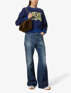 Loewe Logo-print Relaxed-fit Cotton Sweatshirt -Whistlkes Style R04071309 TRANQUILMOUNTAINBLUE ALT01