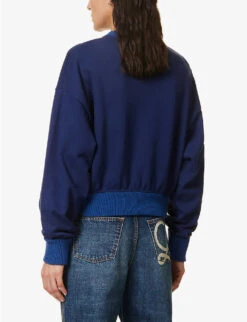 Loewe Logo-print Relaxed-fit Cotton Sweatshirt -Whistlkes Style R04071309 TRANQUILMOUNTAINBLUE ALT03
