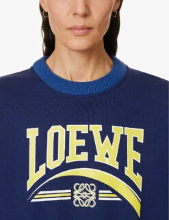 Loewe Logo-print Relaxed-fit Cotton Sweatshirt -Whistlkes Style R04071309 TRANQUILMOUNTAINBLUE ALT04