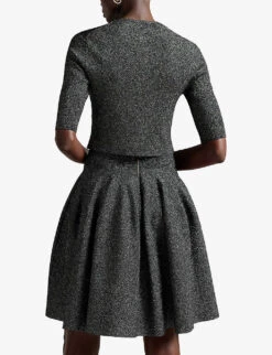 Ted Baker Sparkiy Cropped Stretch-woven Cardigan -Whistlkes Style R04071387 BLACK ALT03