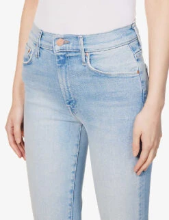 MOTHER The Weekender Frayed-hem High-rise Stretch-denim Jeans -Whistlkes Style R04074464 CALIFORNIACRUISER ALT04