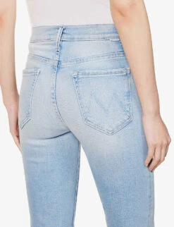 MOTHER The Weekender Frayed-hem High-rise Stretch-denim Jeans -Whistlkes Style R04074464 CALIFORNIACRUISER ALT05