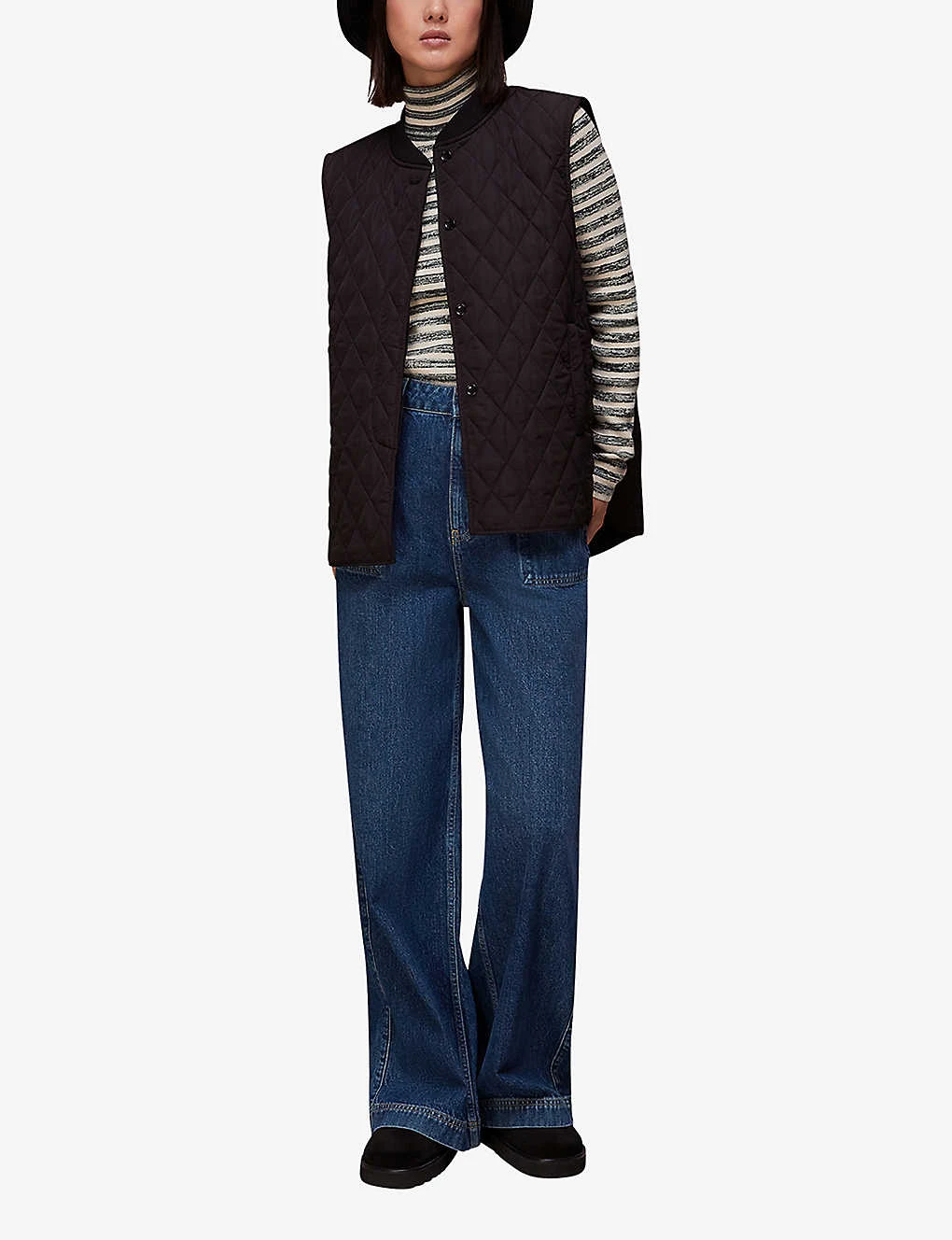 Whistles Stripe Cotton-knit Polo Neck Jumper 4 Whistles Stripe Cotton-knit Polo Neck Jumper - Image 2