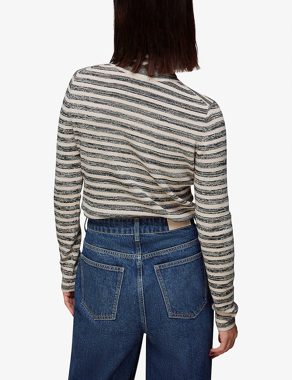 Whistles Stripe Cotton-knit Polo Neck Jumper 6 Whistles Stripe Cotton-knit Polo Neck Jumper - Image 4
