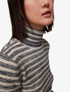 Whistles Stripe Cotton-knit Polo Neck Jumper 11 Whistles Stripe Cotton-knit Polo Neck Jumper -Whistlkes Style R04075333 BLACK ALT04
