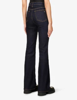 Rag & Bone Casey Flared High-rise Cotton-blend Jeans -Whistlkes Style R04076900 RINSE ALT03