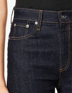 Rag & Bone Casey Flared High-rise Cotton-blend Jeans -Whistlkes Style R04076900 RINSE ALT04