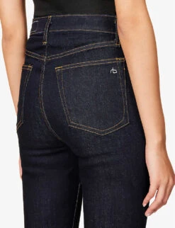 Rag & Bone Casey Flared High-rise Cotton-blend Jeans -Whistlkes Style R04076900 RINSE ALT05