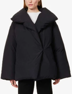 Toteme Signature Organic Cotton-blend Down Jacket -Whistlkes Style R04077077 BLACK ALT02