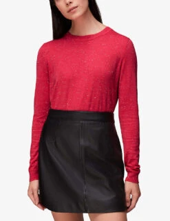 Whistles Annie Glitter-embellished Knitted Jumper -Whistlkes Style R04078976 PINK ALT02