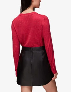 Whistles Annie Glitter-embellished Knitted Jumper -Whistlkes Style R04078976 PINK ALT03