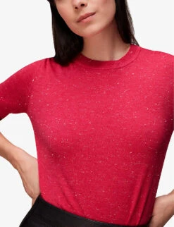 Whistles Annie Glitter-embellished Knitted Jumper -Whistlkes Style R04078976 PINK ALT04