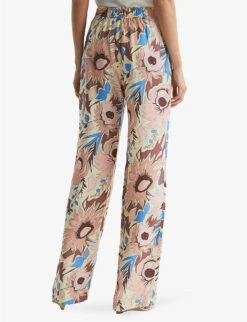 Reiss Liv Floral-print Wide-leg High-rise Woven Trousers -Whistlkes Style R04080304 MULTI ALT03
