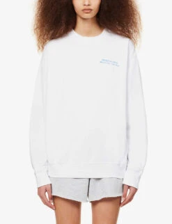 Drink Water Relaxed-fit Cotton-jersey Sweatshirt -Whistlkes Style R04081044 WHITEOCEAN ALT02