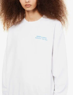 Drink Water Relaxed-fit Cotton-jersey Sweatshirt -Whistlkes Style R04081044 WHITEOCEAN ALT04