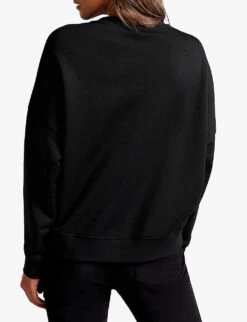 Ted Baker Flona Graphic-print Appliqué Cotton-blend Sweatshirt -Whistlkes Style R04082049 BLACK ALT02