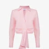 Reiss Dahlia Point-collar Tie-waist Linen Shirt -Whistlkes Style R04082353 PINK M