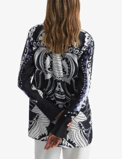 Reiss Rose Abstract-print Woven Shirt -Whistlkes Style R04082354 NAVYWHITE ALT03