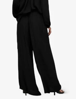 AllSaints Hezzy Wide-leg High-rise Pleated Woven Trousers -Whistlkes Style R04085731 BLACK ALT03
