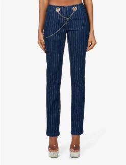 Tommy Straight-leg Mid-rise Stretch-cotton Trousers -Whistlkes Style R04086796 VARSITYPINSTRIPE ALT02